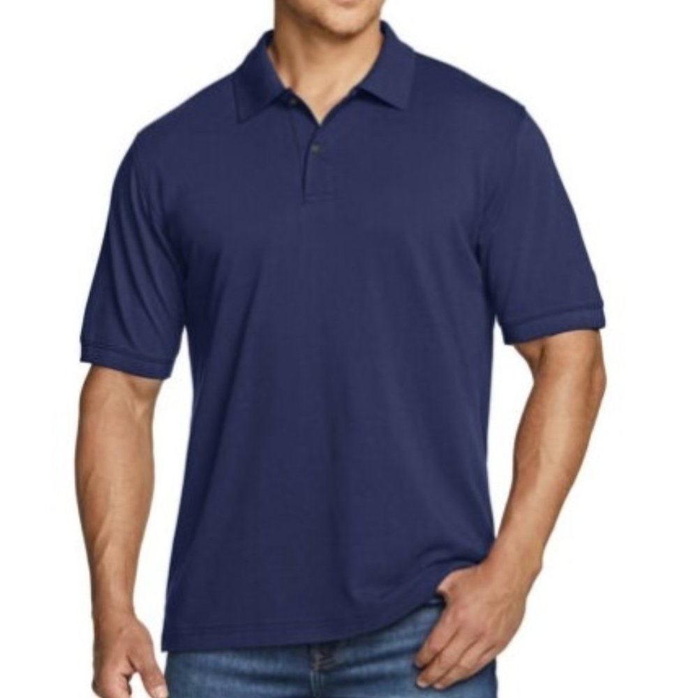 NWT TSLA Men's Cotton Pique Navy Polo Shirt